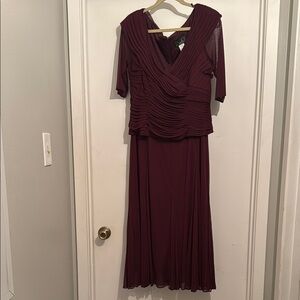 Alex Evenings Wine Pleated Dress